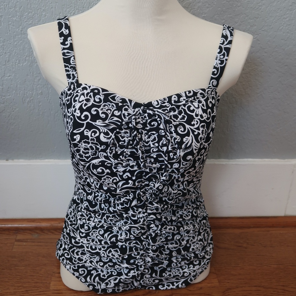 SUIT YOURSELF PATTERN RUCHED TIE ONE-PIECE {16W}